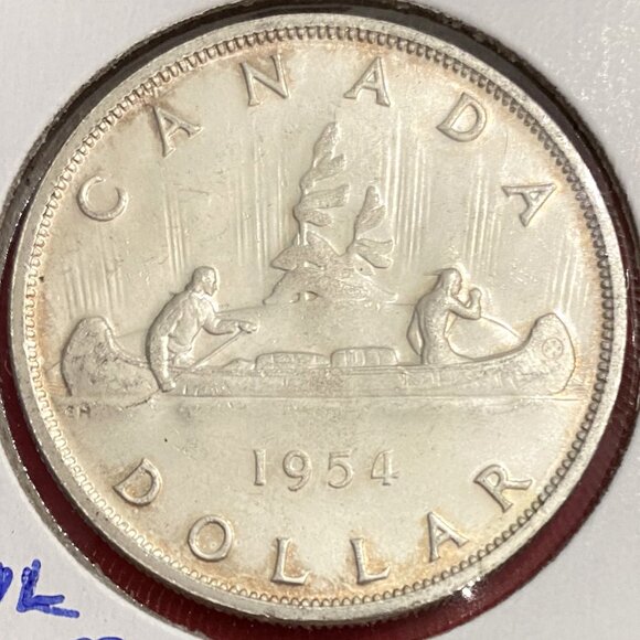 Extraordinary 1954 Canada Uncirculated Silver $1 Dollar Coin! - Picture 2 of 15